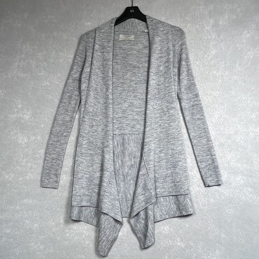 Allsaints Cardigan Open Front Italian Yarn Women’s X-Small Long Sleeves Gray